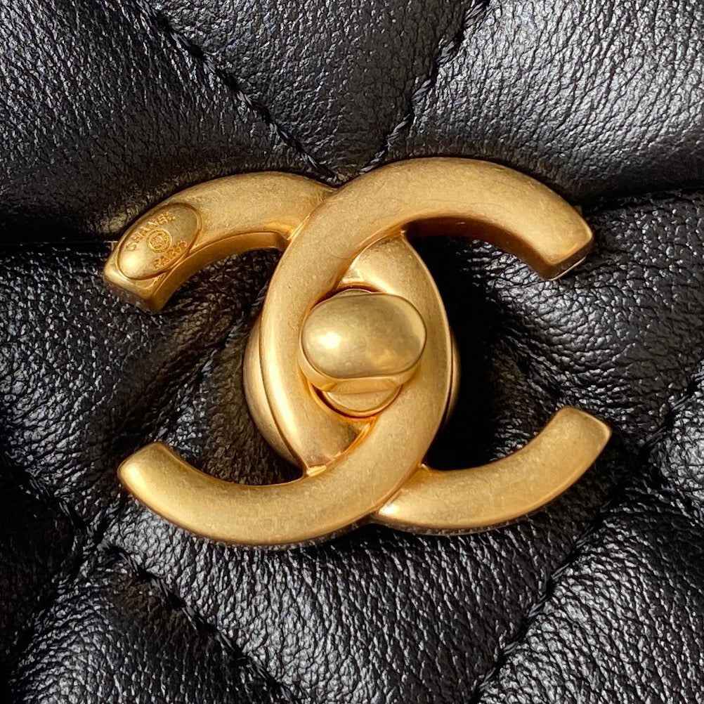 Chanel AS3994 Small Flap Bag Black Lambskin Gold-tone metal