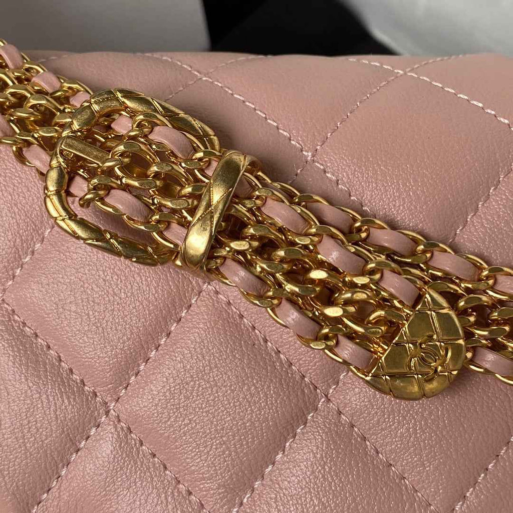 Chanel AS3994 Small Flap Bag Pink Lambskin Gold-tone metal