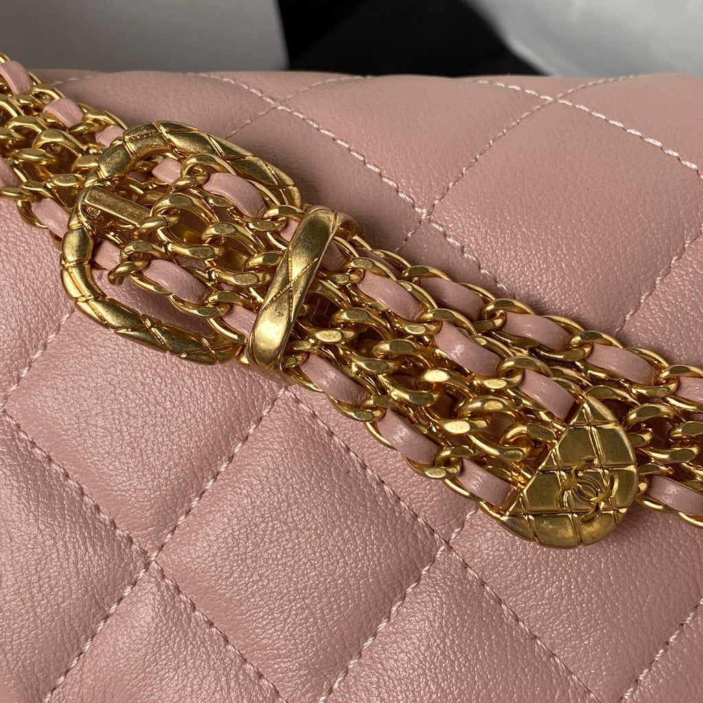 Chanel AS3994 Small Flap Bag Pink Lambskin Gold-tone metal