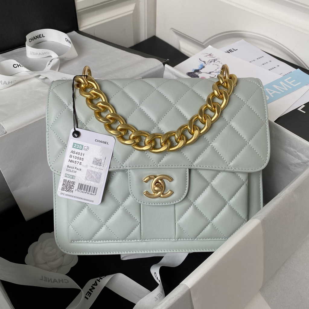 Chanel AS4031 Flap Bag Lambskin Gray