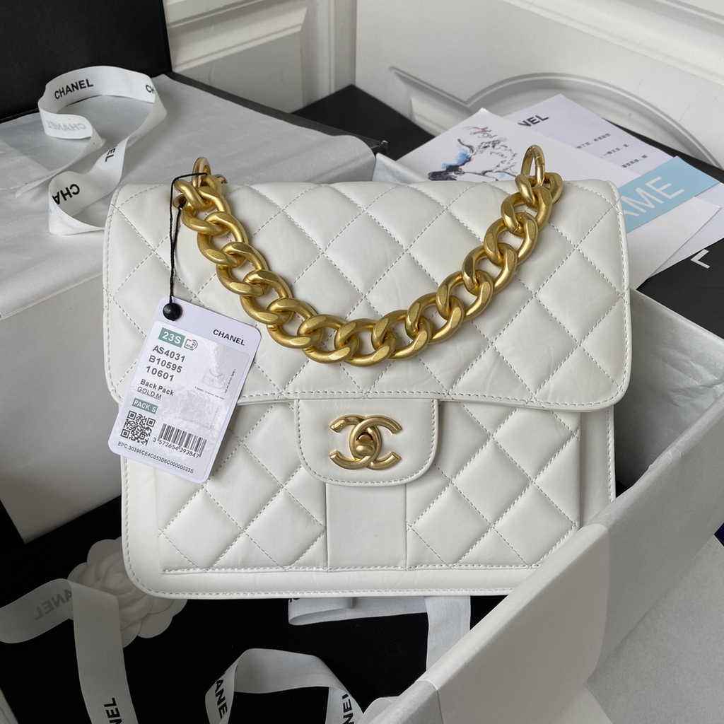 Chanel AS4031 Flap Bag Lambskin Beige