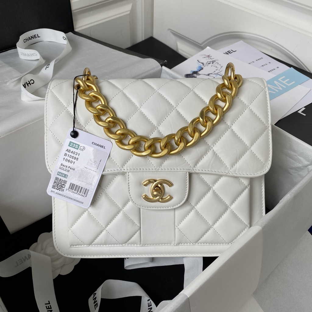 Chanel AS4031 Flap Bag Lambskin Beige