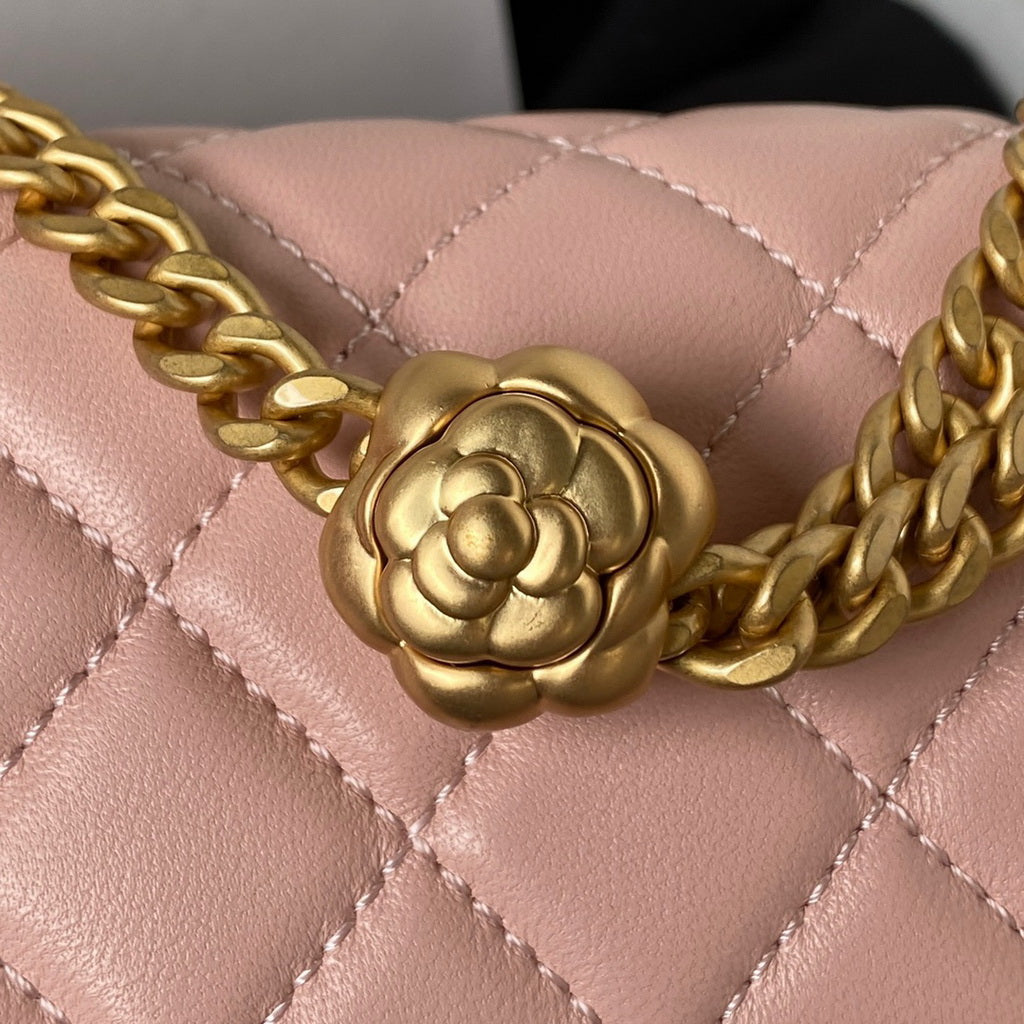 Chanel AS4041 Small Flap Bag Lambskin & Gold-Tone Metal Pink
