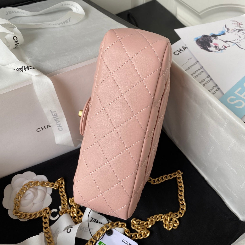 Chanel AS4041 Small Flap Bag Lambskin & Gold-Tone Metal Pink