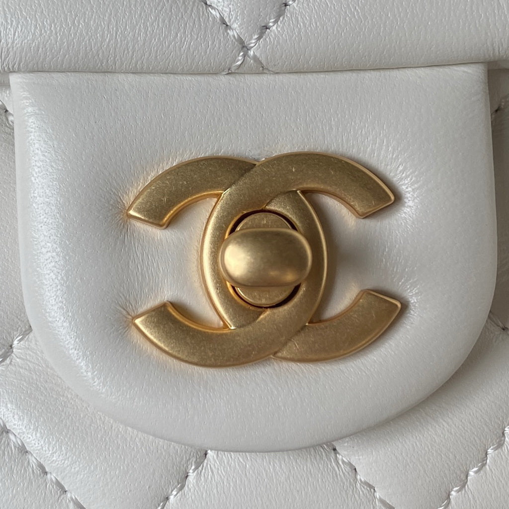 Chanel AS4041 Small Flap Bag Lambskin & Gold-Tone Metal White