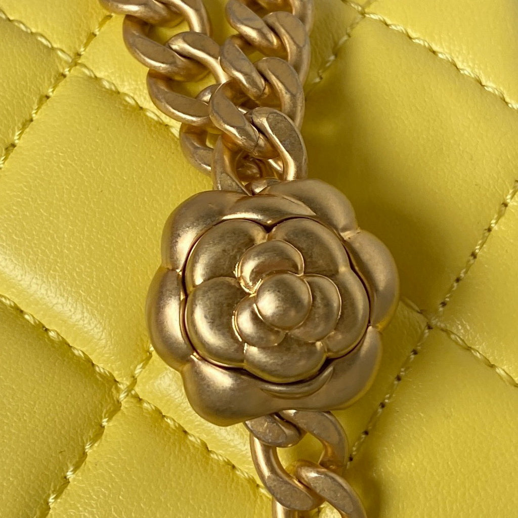 Chanel AS4041 Small Flap Bag Lambskin & Gold-Tone Metal Yellow
