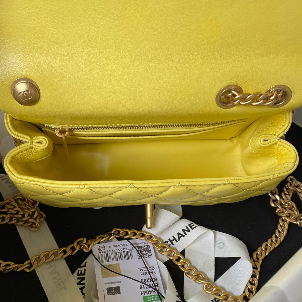 Chanel AS4041 Small Flap Bag Lambskin & Gold-Tone Metal Yellow