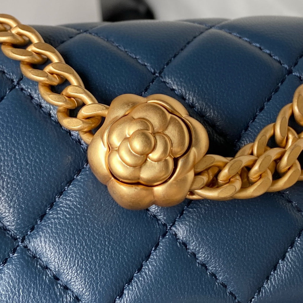 Chanel AS4041 Small Flap Bag Lambskin & Gold-Tone Metal Blue