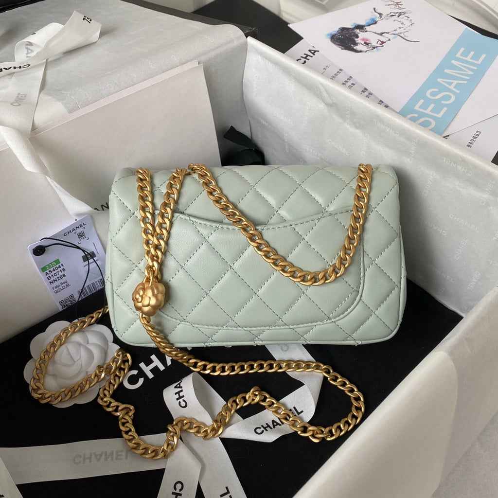 Chanel AS4041 Small Flap Bag Lambskin & Gold-Tone Metal Gray