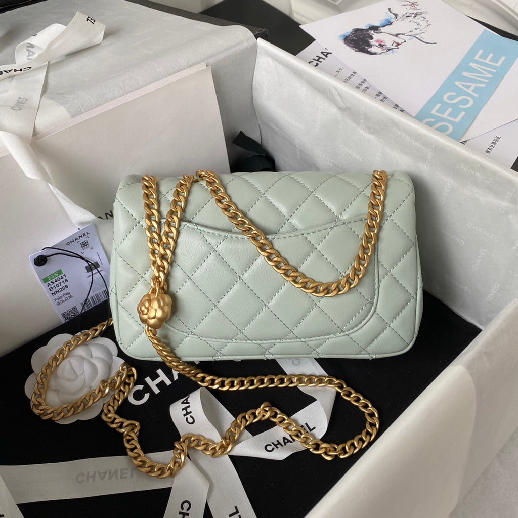Chanel AS4041 Small Flap Bag Lambskin & Gold-Tone Metal Gray