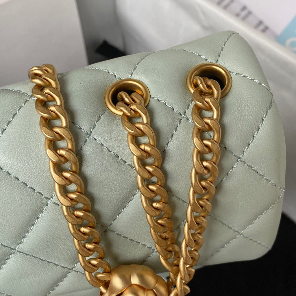 Chanel AS4041 Small Flap Bag Lambskin & Gold-Tone Metal Gray