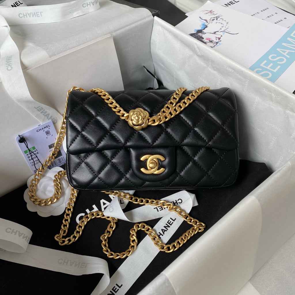 Chanel AS4041 Small Flap Bag Lambskin & Gold-Tone Metal Black