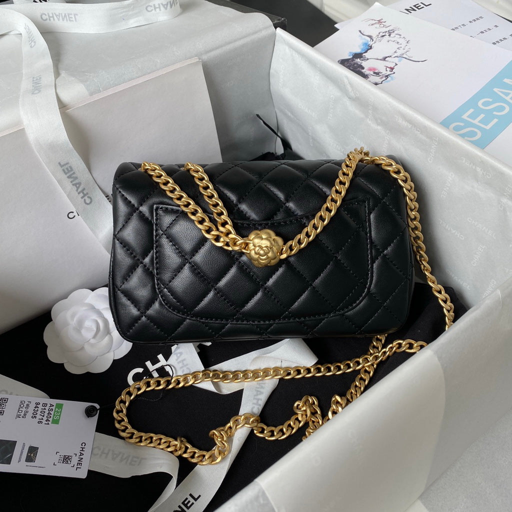 Chanel AS4041 Small Flap Bag Lambskin & Gold-Tone Metal Black