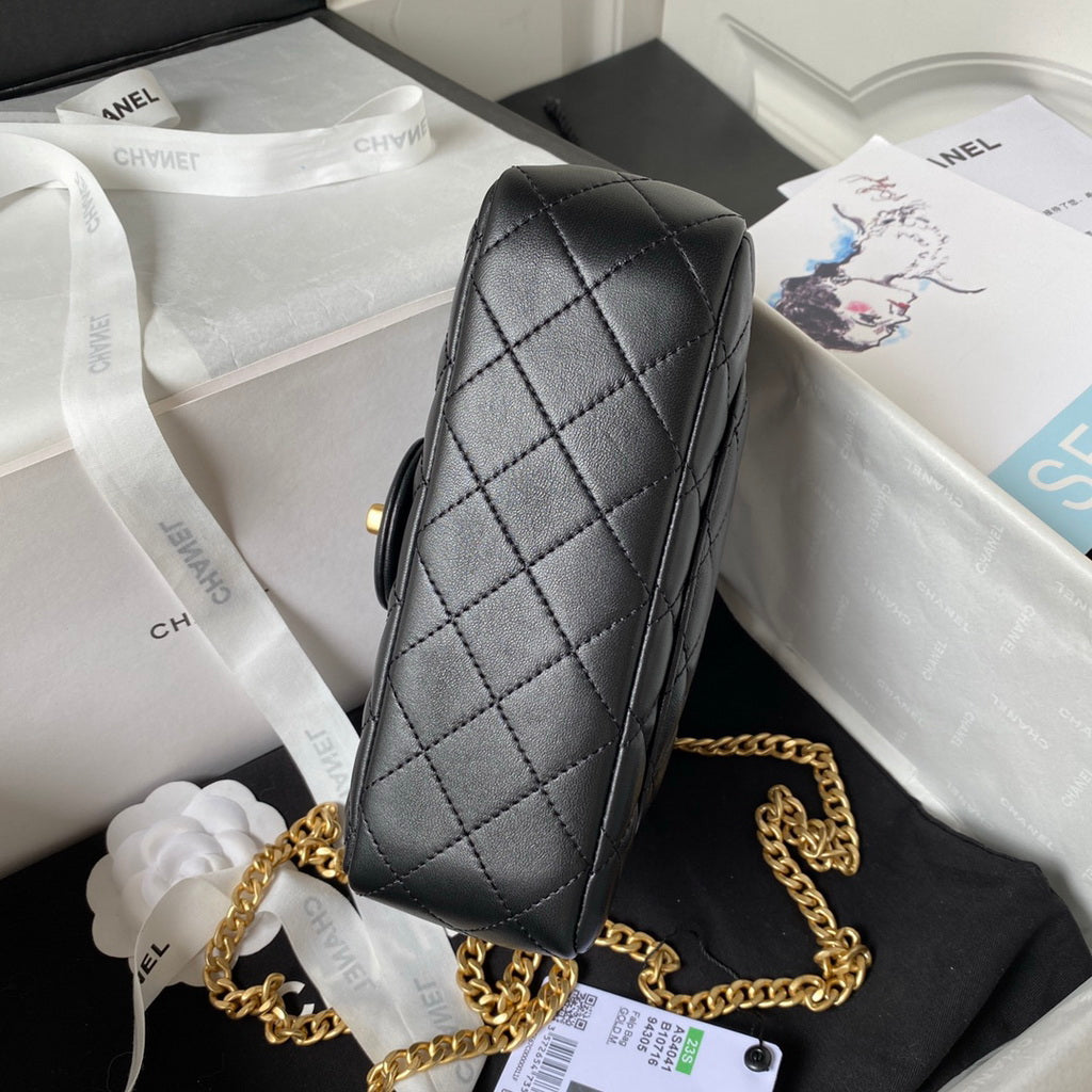 Chanel AS4041 Small Flap Bag Lambskin & Gold-Tone Metal Black