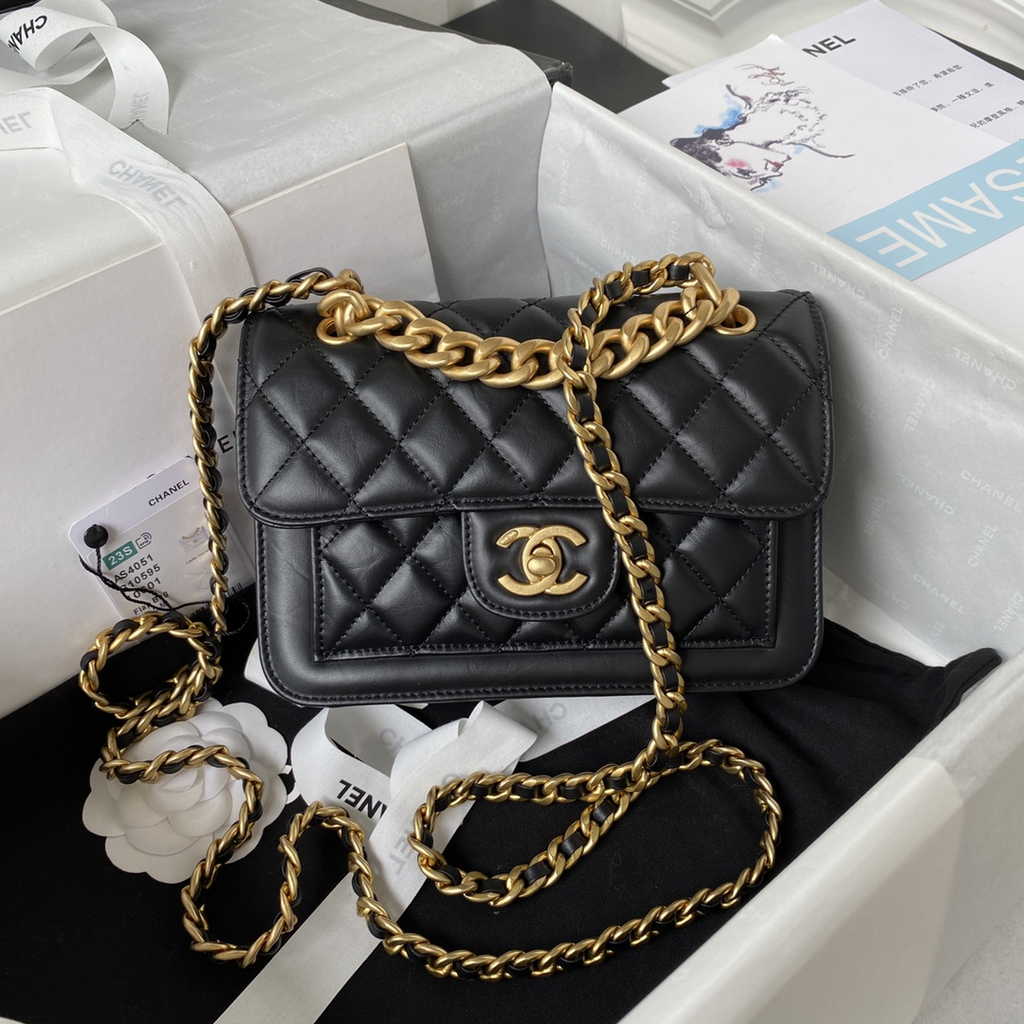 Chanel AS4051 Flap Bag Lambskin Black
