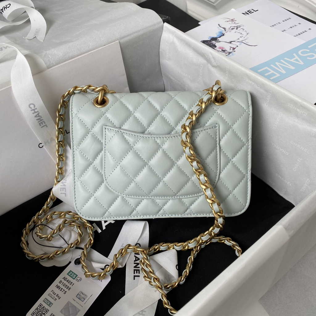Chanel AS4051 Flap Bag Lambskin Gray