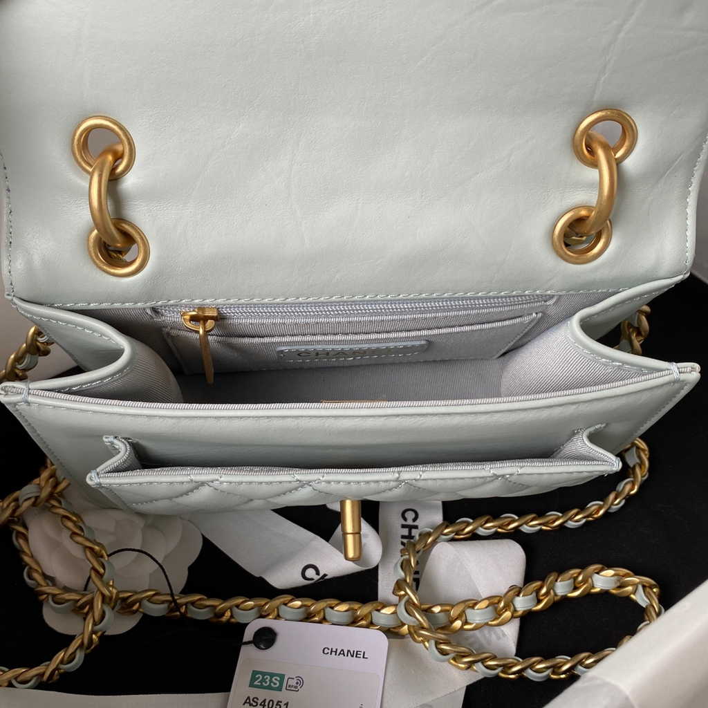 Chanel AS4051 Flap Bag Lambskin Gray