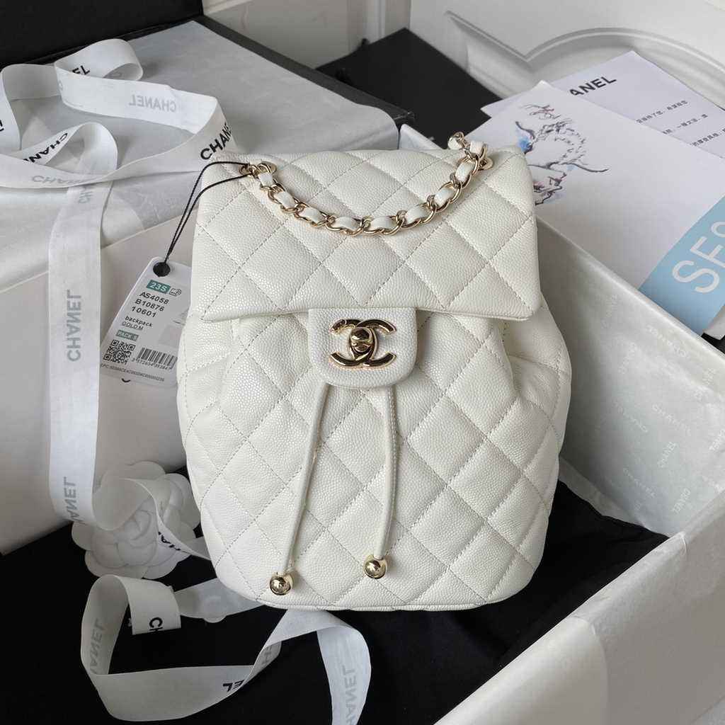 Chanel AS4058 Backpack Calfskin Gold-Tone Beige