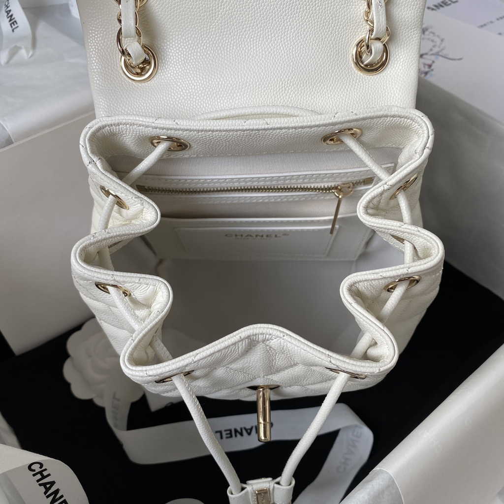 Chanel AS4058 Backpack Calfskin Gold-Tone Beige