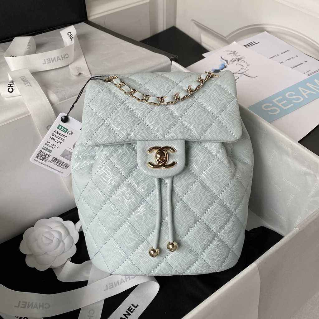 Chanel AS4058 Backpack Calfskin Gold-Tone Gray