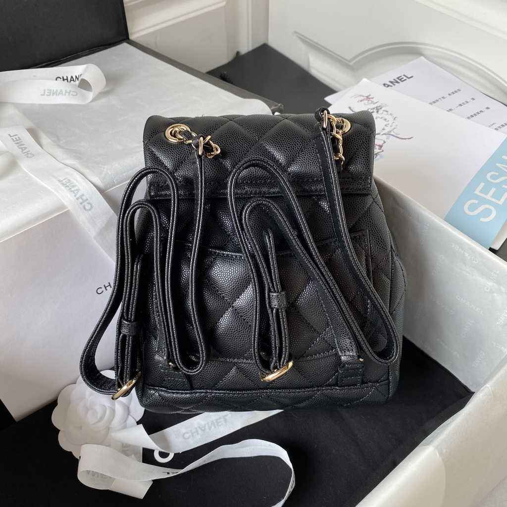 Chanel AS4058 Backpack Calfskin Gold-Tone Black