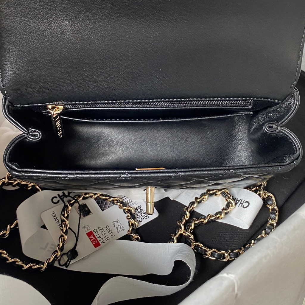 Chanel AS4140 Top Small Flap Bag Casual Style Lambskin Black