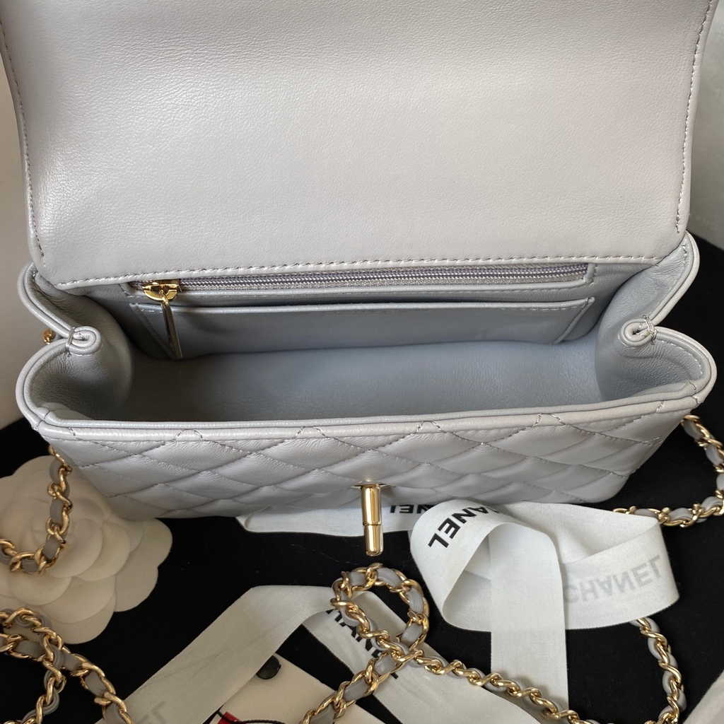 Chanel AS4140 Top Small Flap Bag Casual Style Lambskin Gray