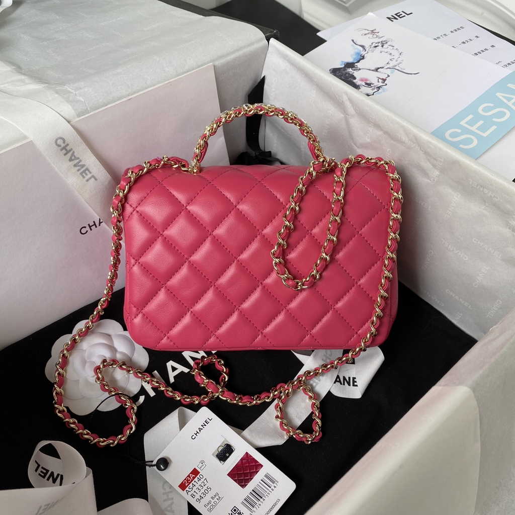 Chanel AS4140 Top Small Flap Bag Casual Style Lambskin Plum