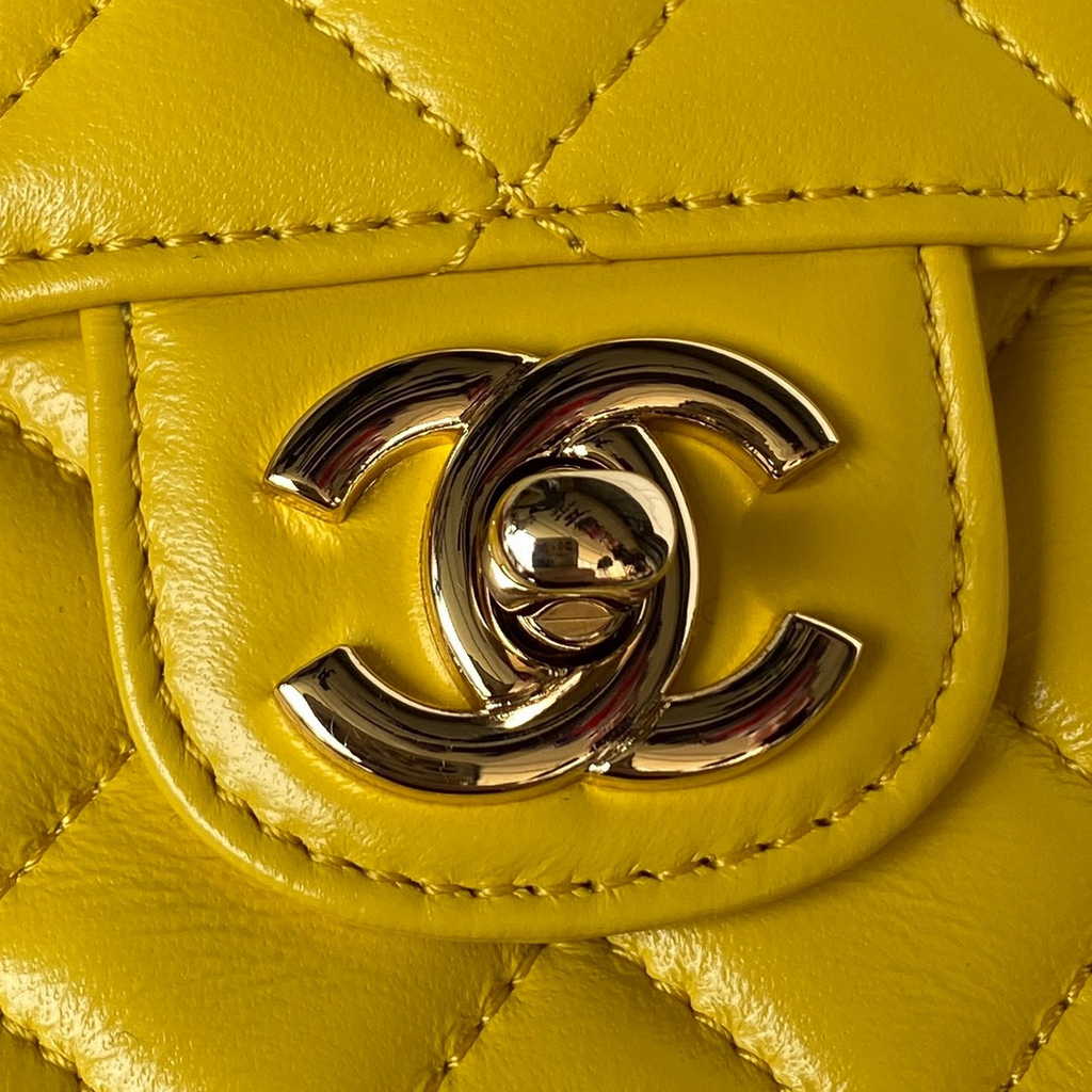Chanel AS4140 Top Small Flap Bag Casual Style Lambskin Yellow