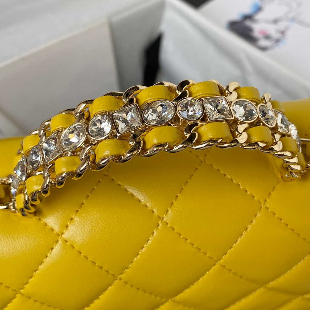 Chanel AS4140 Top Small Flap Bag Casual Style Lambskin Yellow