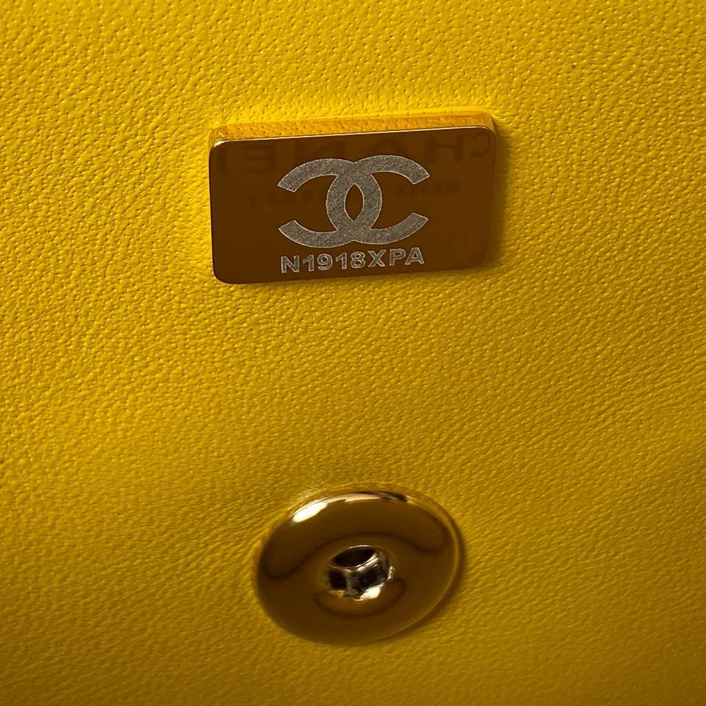 Chanel AS4140 Top Small Flap Bag Casual Style Lambskin Yellow