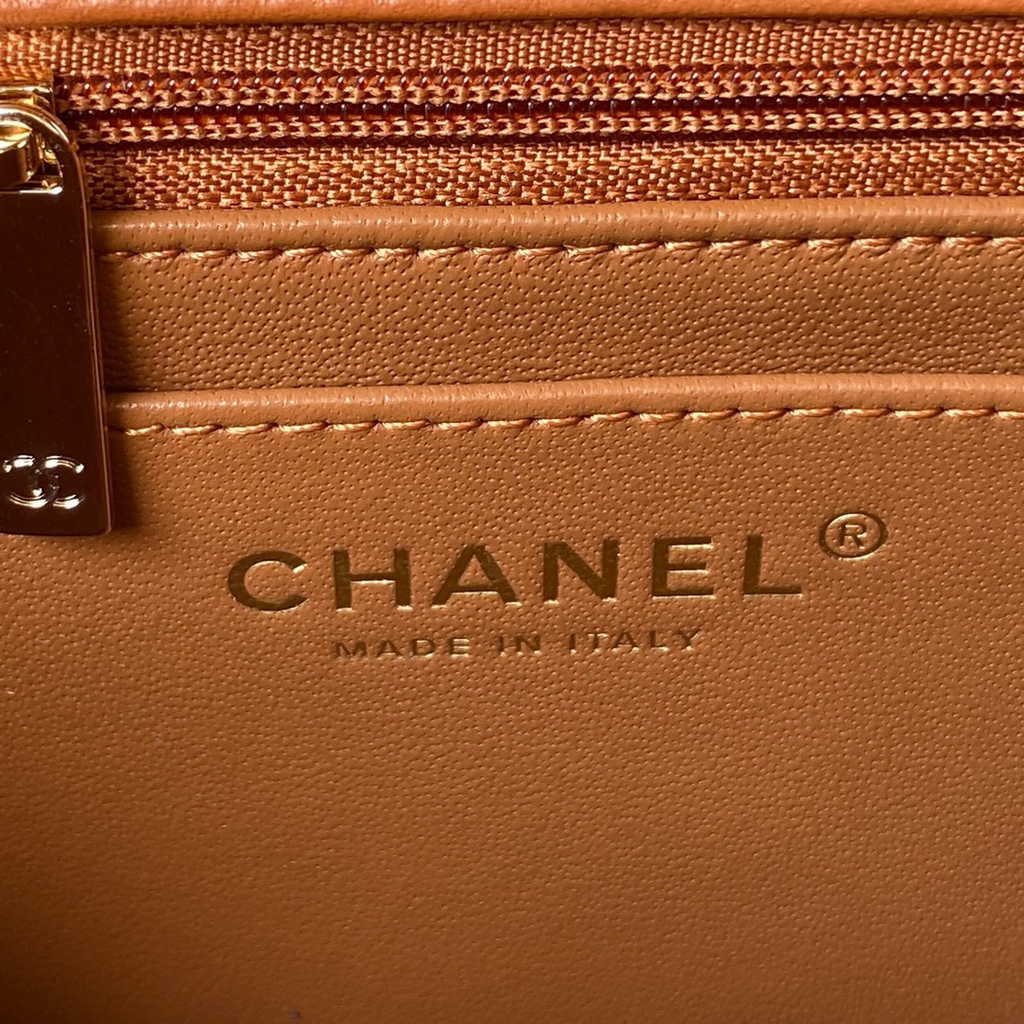 Chanel AS4140 Top Small Flap Bag Casual Style Lambskin Brown