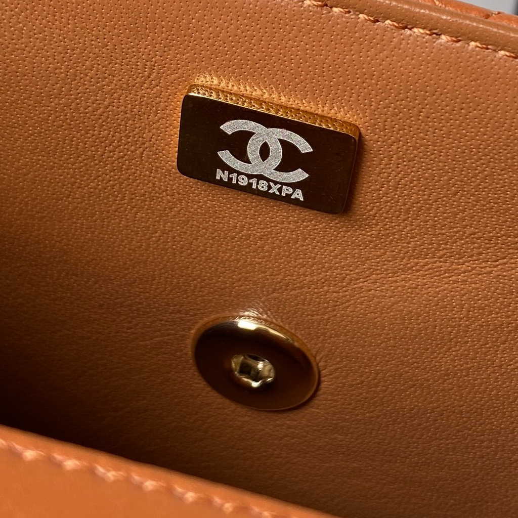 Chanel AS4140 Top Small Flap Bag Casual Style Lambskin Brown