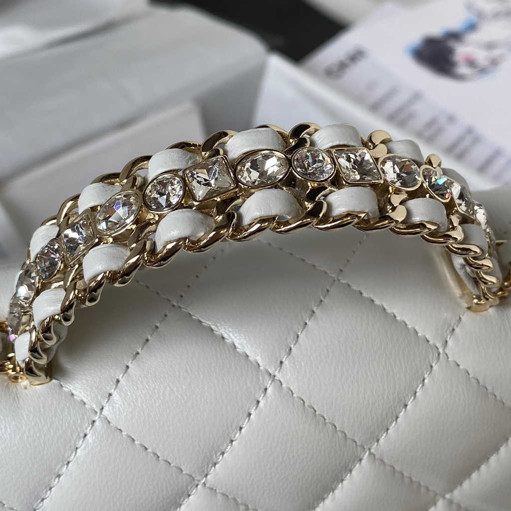 Chanel AS4141 Top Flap Bag Casual Style Lambskin White