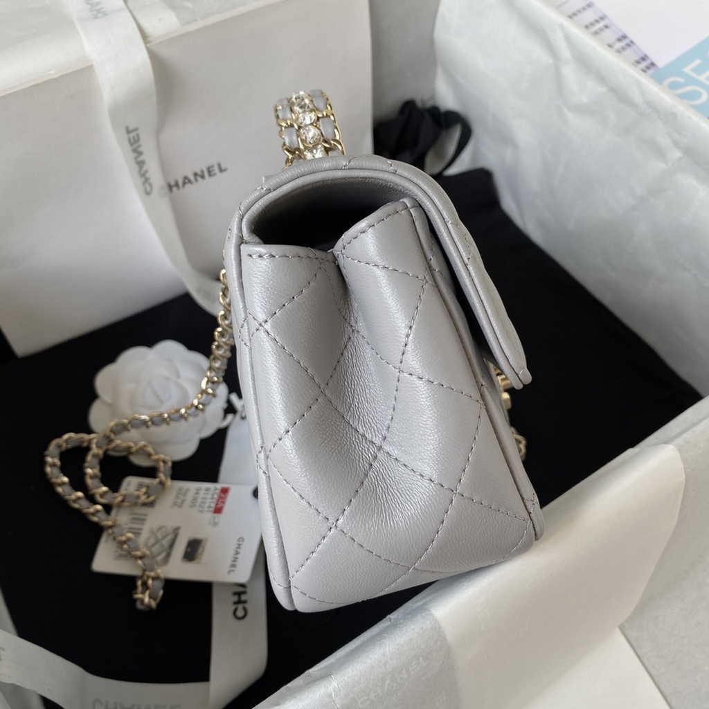 Chanel AS4141 Top Flap Bag Casual Style Lambskin Gray