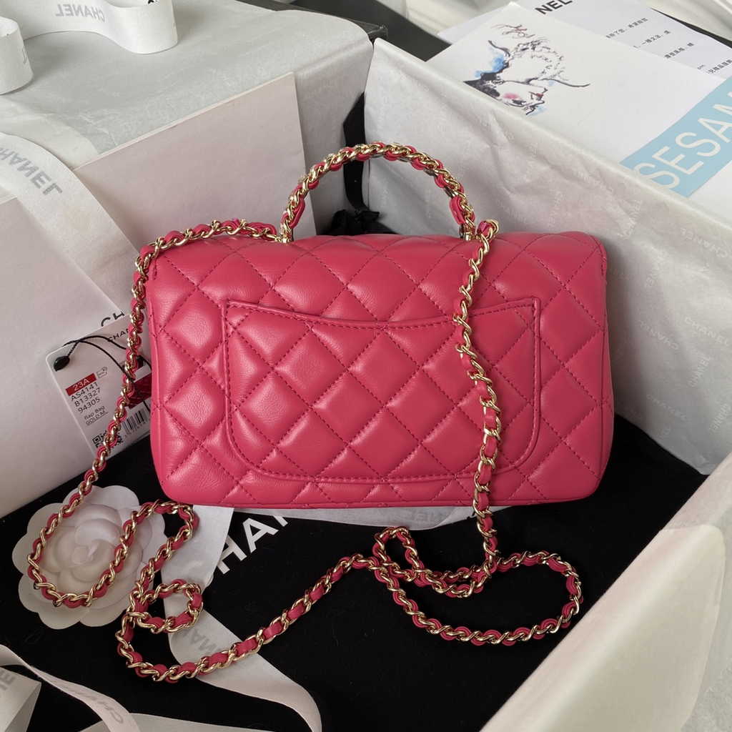 Chanel AS4141 Top Flap Bag Casual Style Lambskin Plum