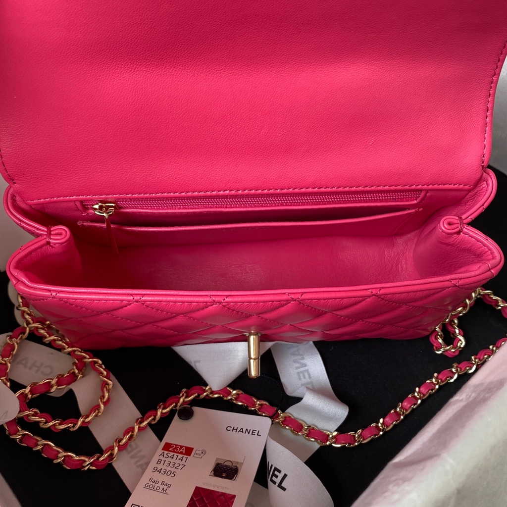 Chanel AS4141 Top Flap Bag Casual Style Lambskin Plum