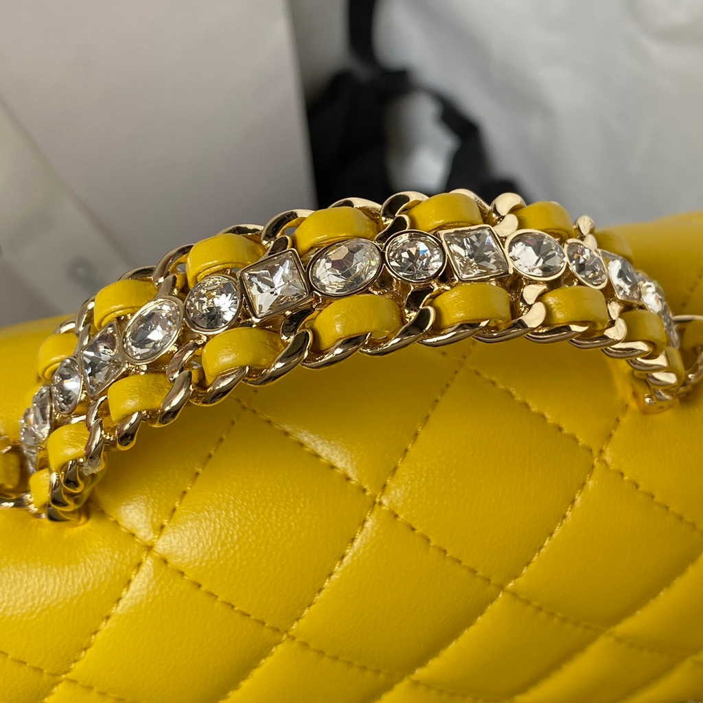 Chanel AS4141 Top Flap Bag Casual Style Lambskin Yellow