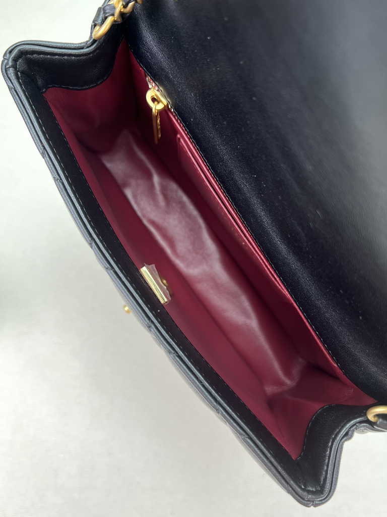 Chanel AS4151 Small flap bag with top handle Lambskin wenge wood black