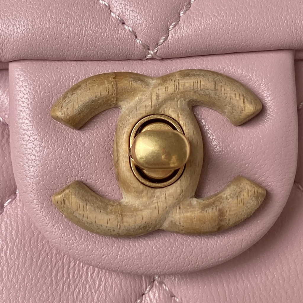 Chanel AS4165 Mini flap bag Lambskin wenge wood pink