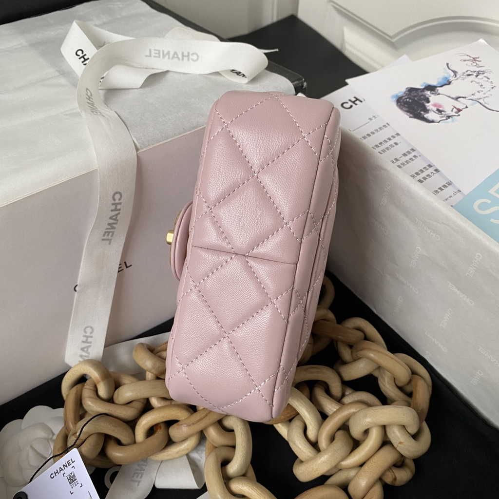 Chanel AS4165 Mini flap bag Lambskin wenge wood pink