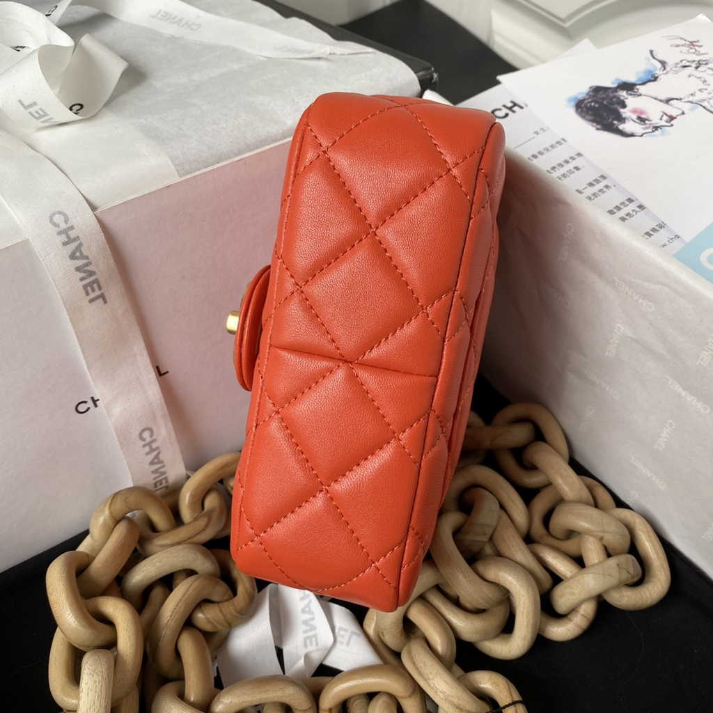 Chanel AS4165 Mini flap bag Lambskin wenge wood Red