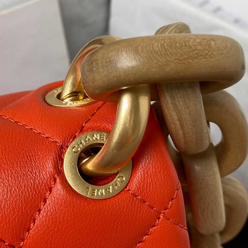 Chanel AS4165 Mini flap bag Lambskin wenge wood Red