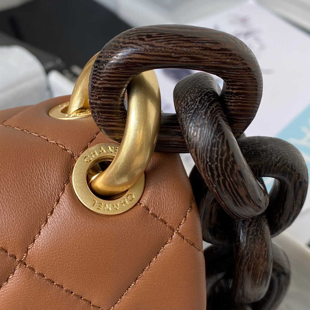 Chanel AS4165 Mini flap bag Lambskin wenge wood Brown
