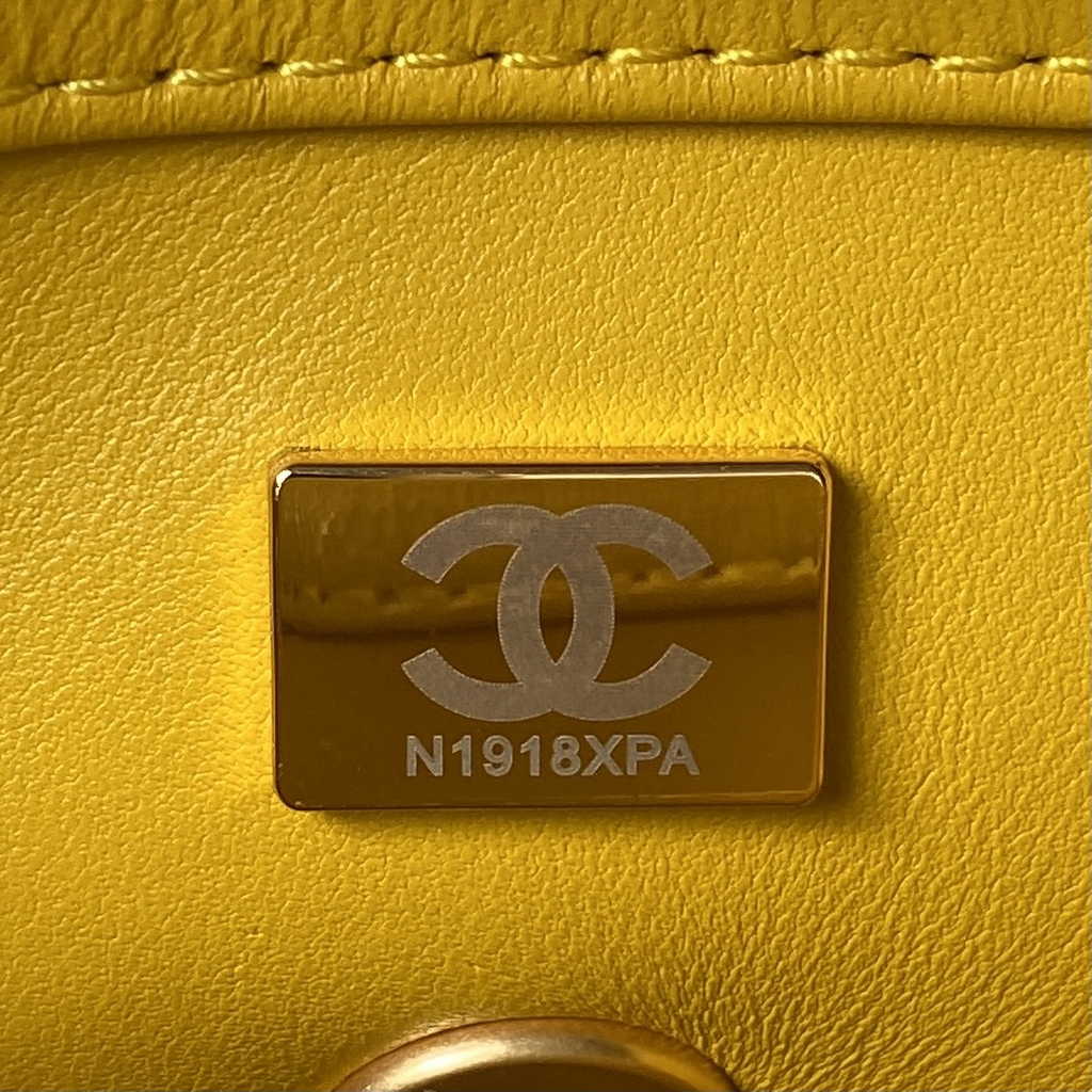 Chanel AS4165 Mini flap bag Lambskin wenge wood Yellow