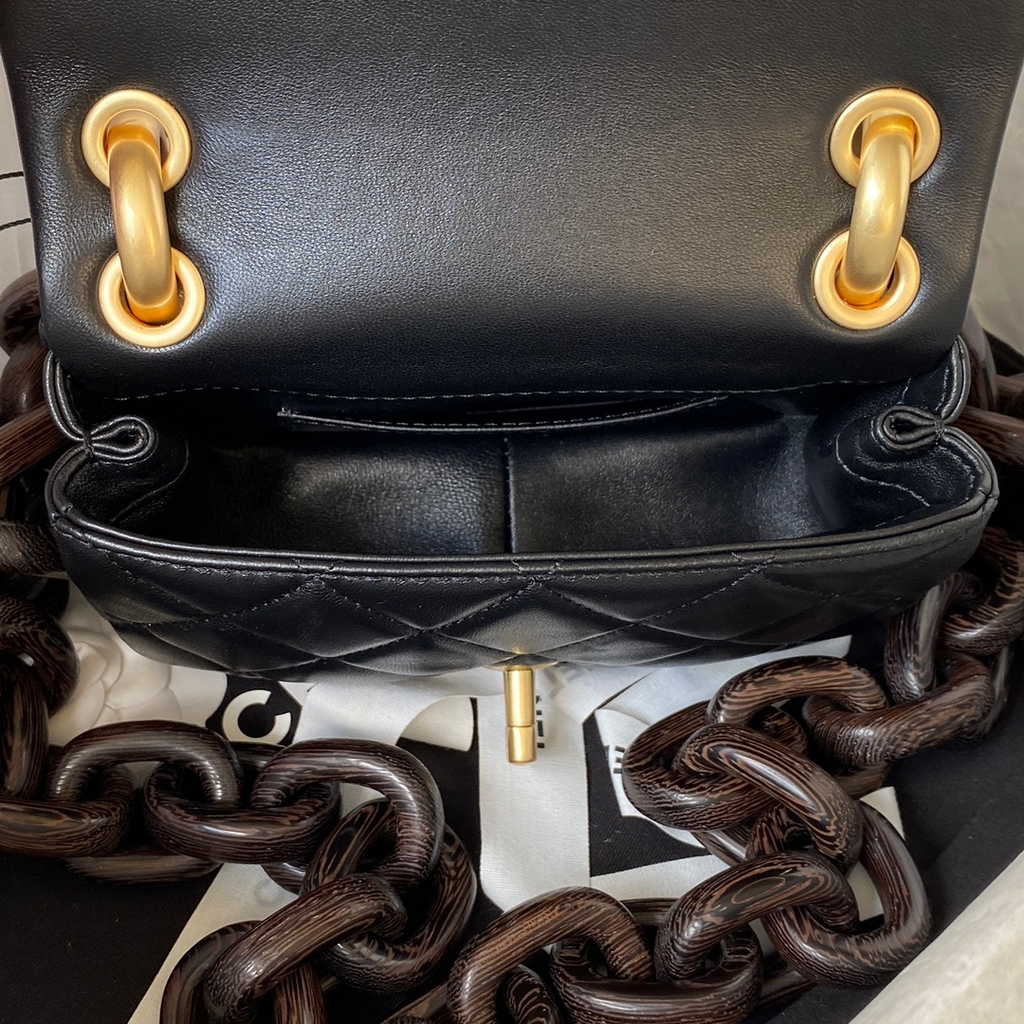 Chanel AS4165 Mini flap bag Lambskin wenge wood Black