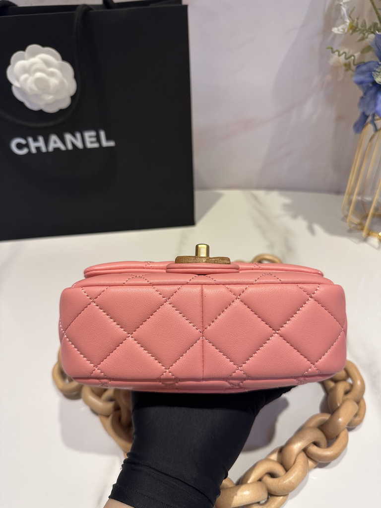 Chanel AS4165 Mini flap bag Lambskin Ash-Wood Pink
