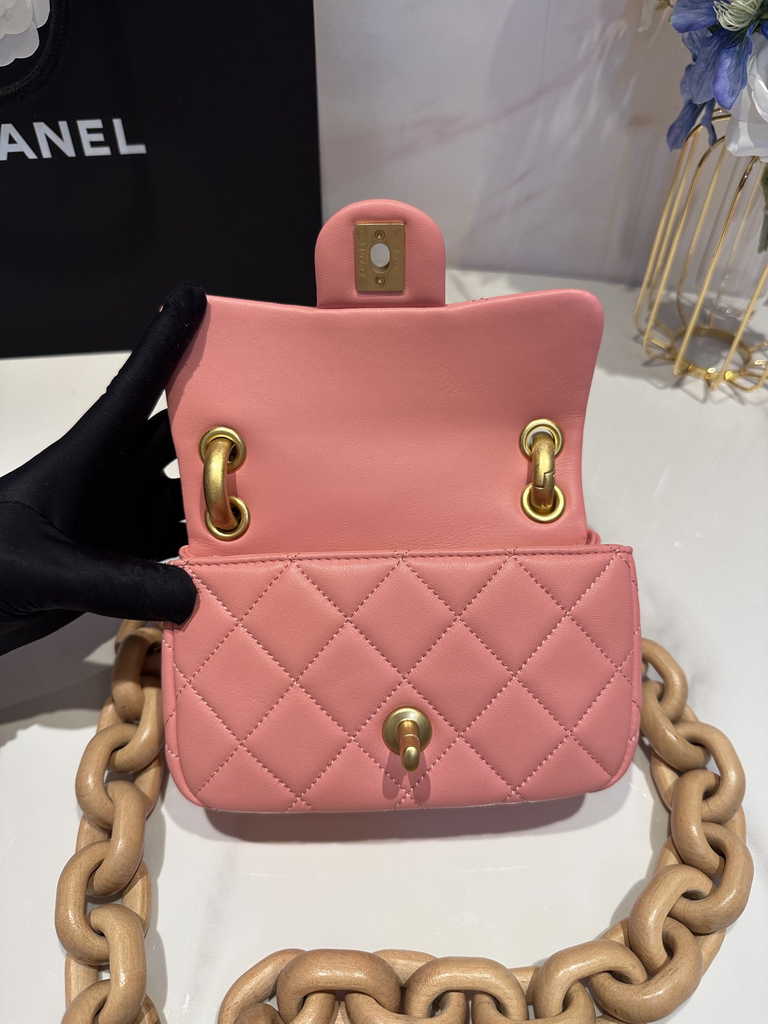 Chanel AS4165 Mini flap bag Lambskin Ash-Wood Pink