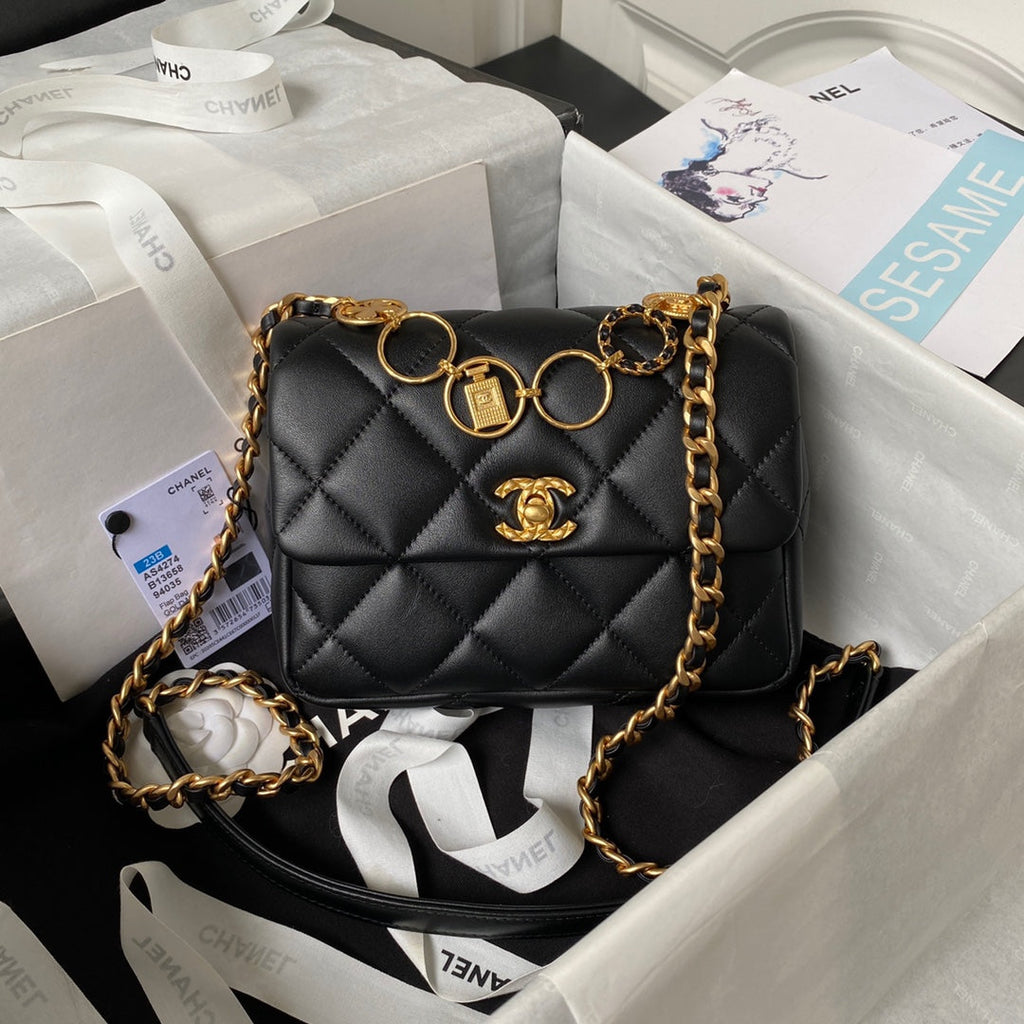 Chanel AS4274 Mini Flap Bag Lambskin Black