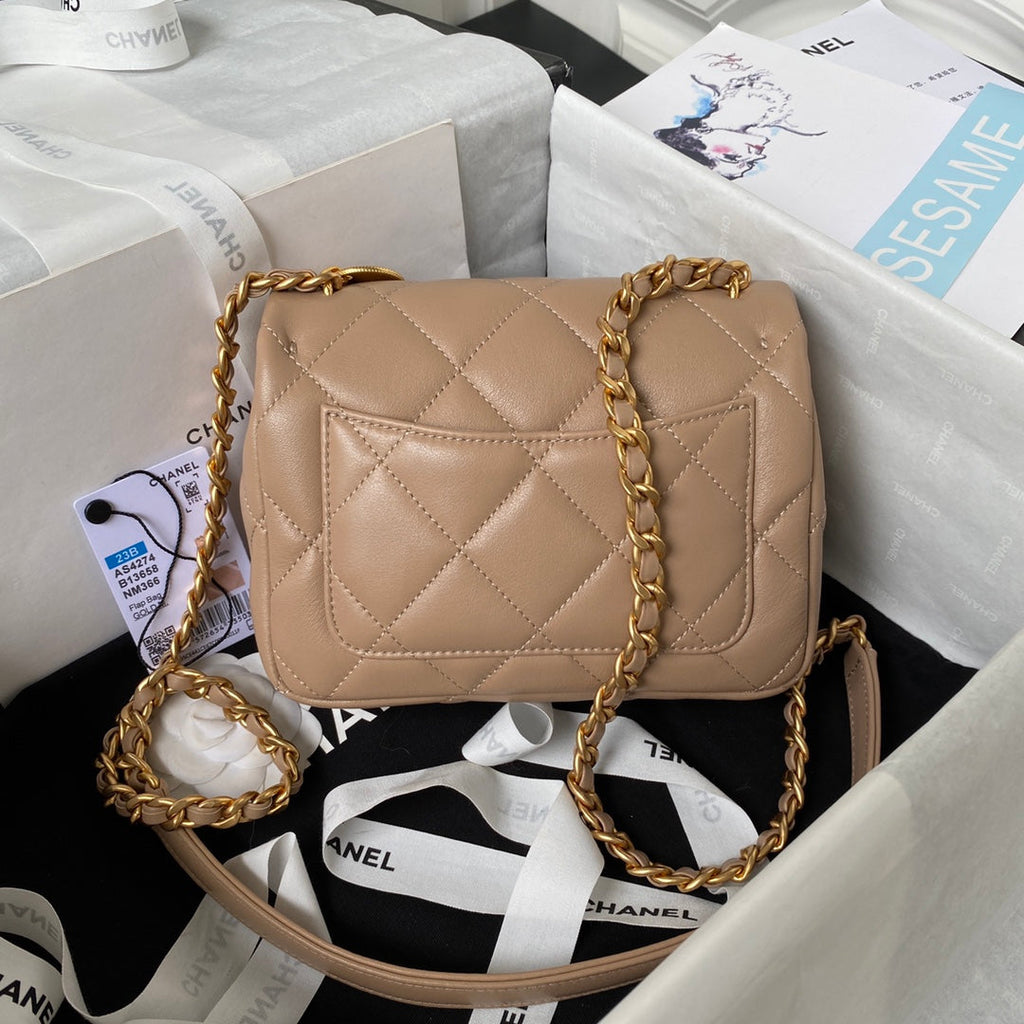 Chanel AS4274 Mini Flap Bag Lambskin Dark Apricot
